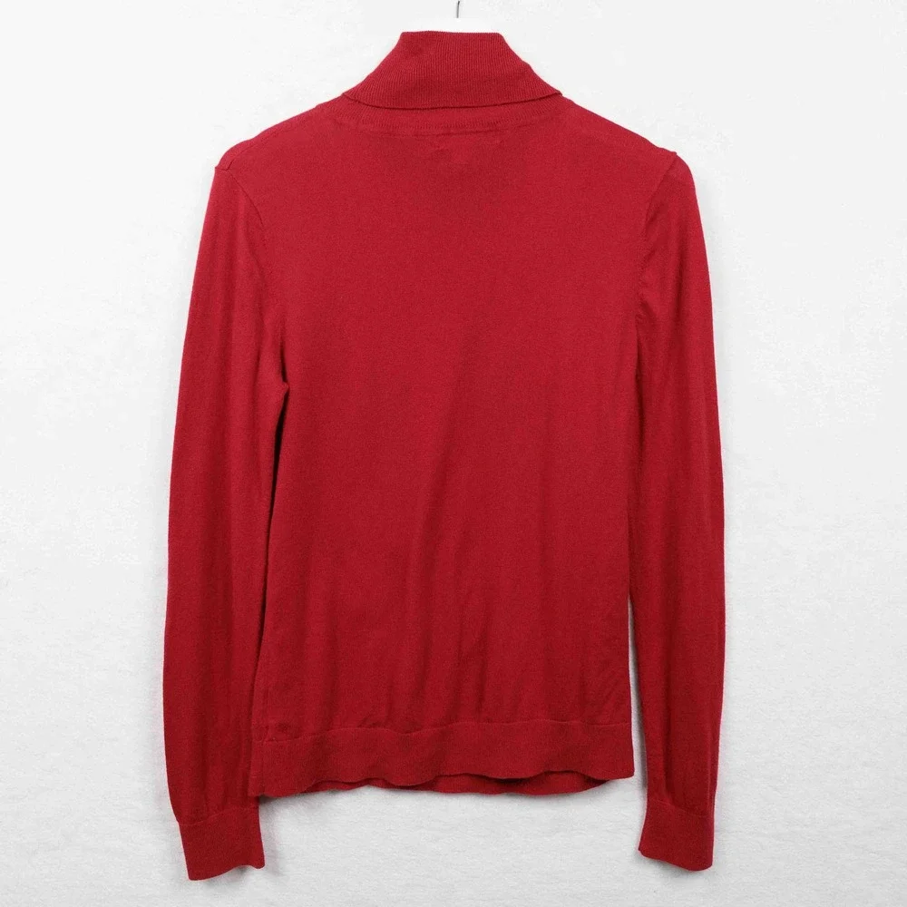 LAUREN RALPH LAUREN Classic Red Turtleneck Sweater Long Sleeve Cotton Modal Sz L